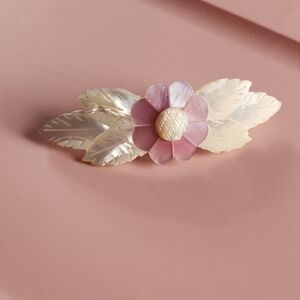 Pink Mother-of-Pearl Flower Barrette
